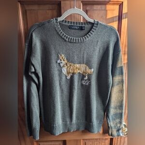 Lauren Ralph Lauren Welsh Corgi Green Sweater